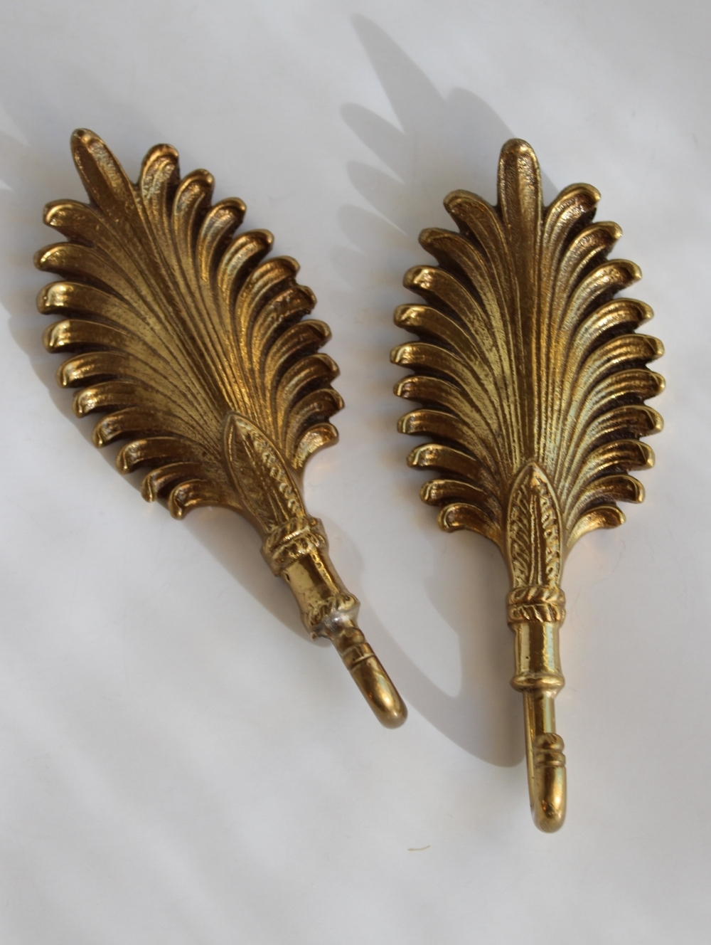 Ornate Gold Leaf Wall Hooks - Pair
